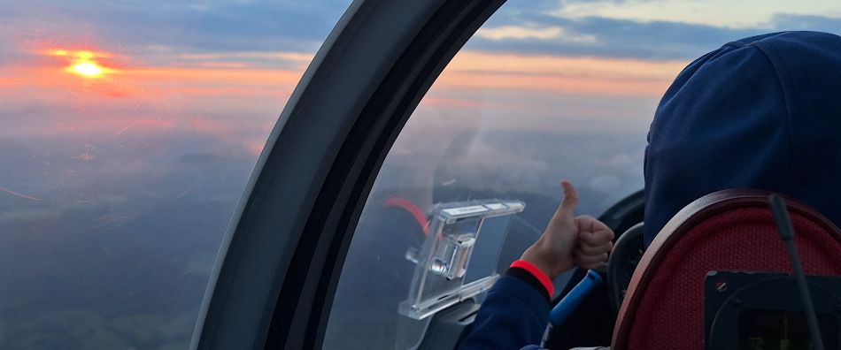 Sunrise fliegen, Daumen hoch!